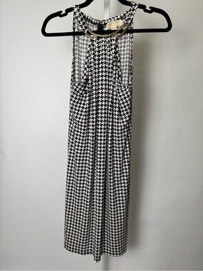 Michael Kors Black and White Houndstooth Midi Dress #P009